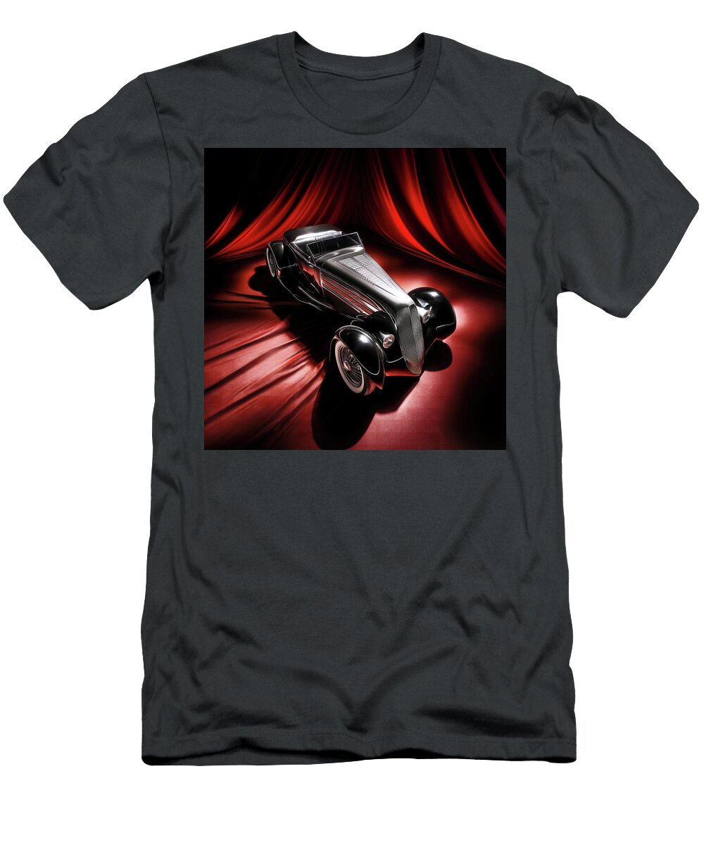 Art Deco Hotrod Roadster in Silver and Black Yo Pedro T-Shirt