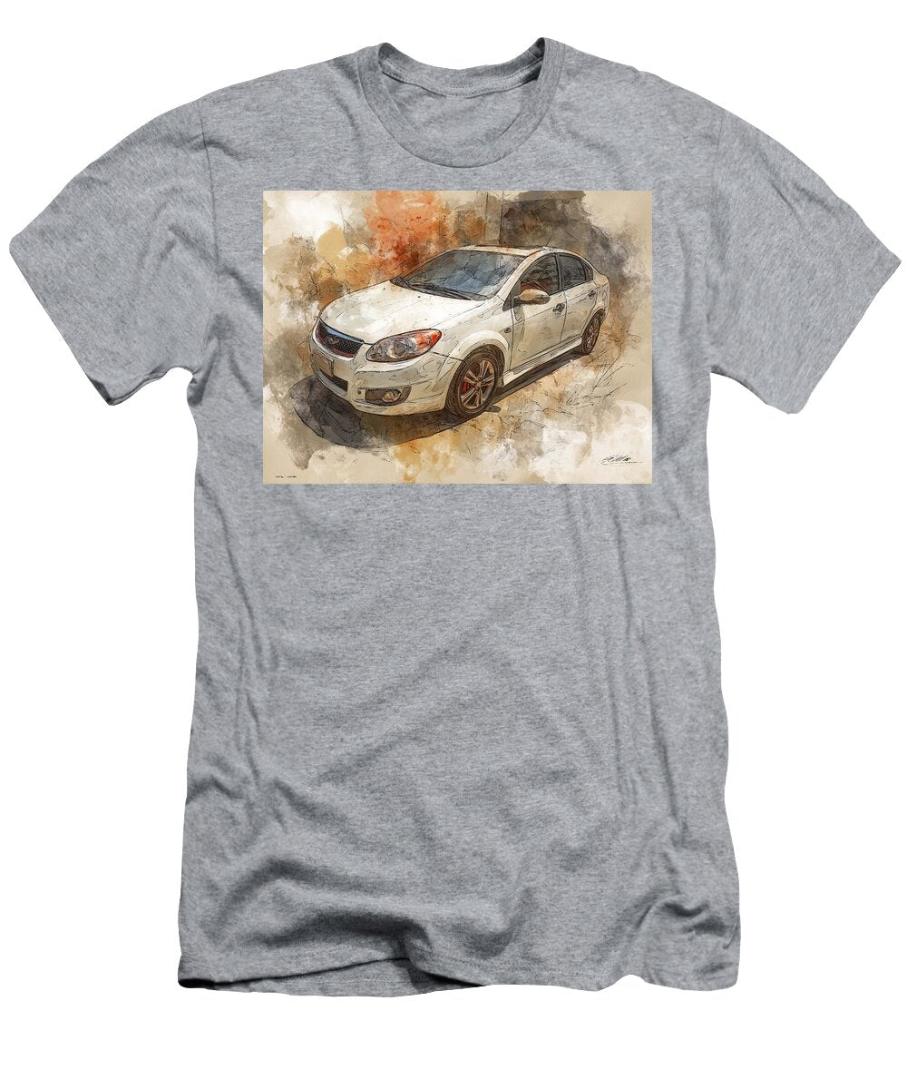 Artistic Vehicle Kia Rio 2006 Sedan Car Drawing White Car Artistic Sketch Hollie Love T-Shirt