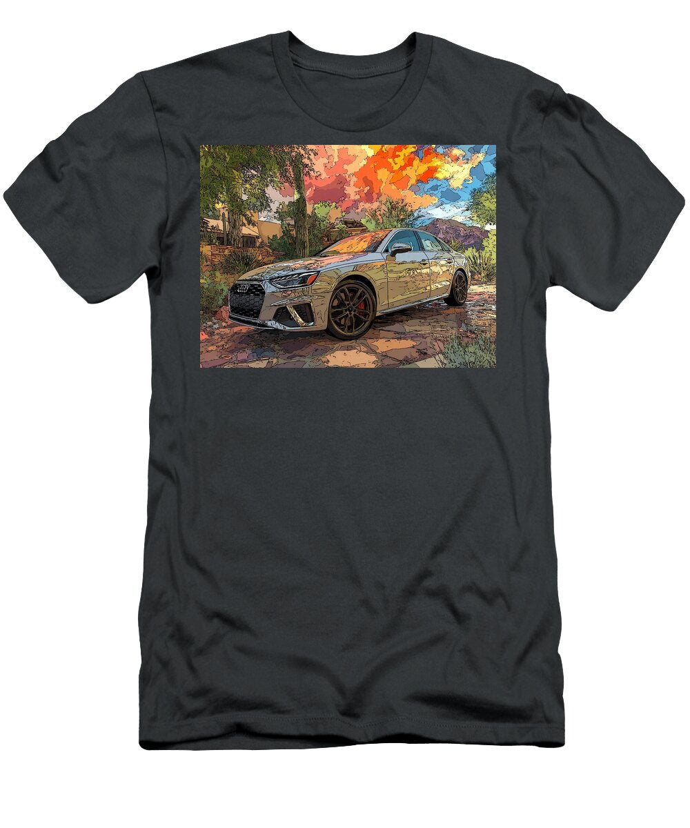 Audi A4 2023 Sedan Stylish Car Desert Landscape Desert Sunset Car Scene Hollie Love T-Shirt