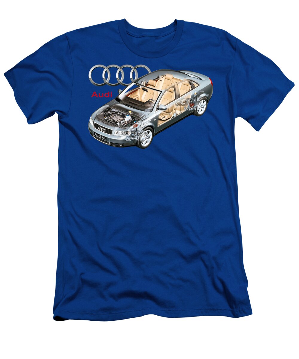 Audi A4 30 Quattro Sedan Cutaway Automotive Art Vladislav Shapovalenko T-Shirt