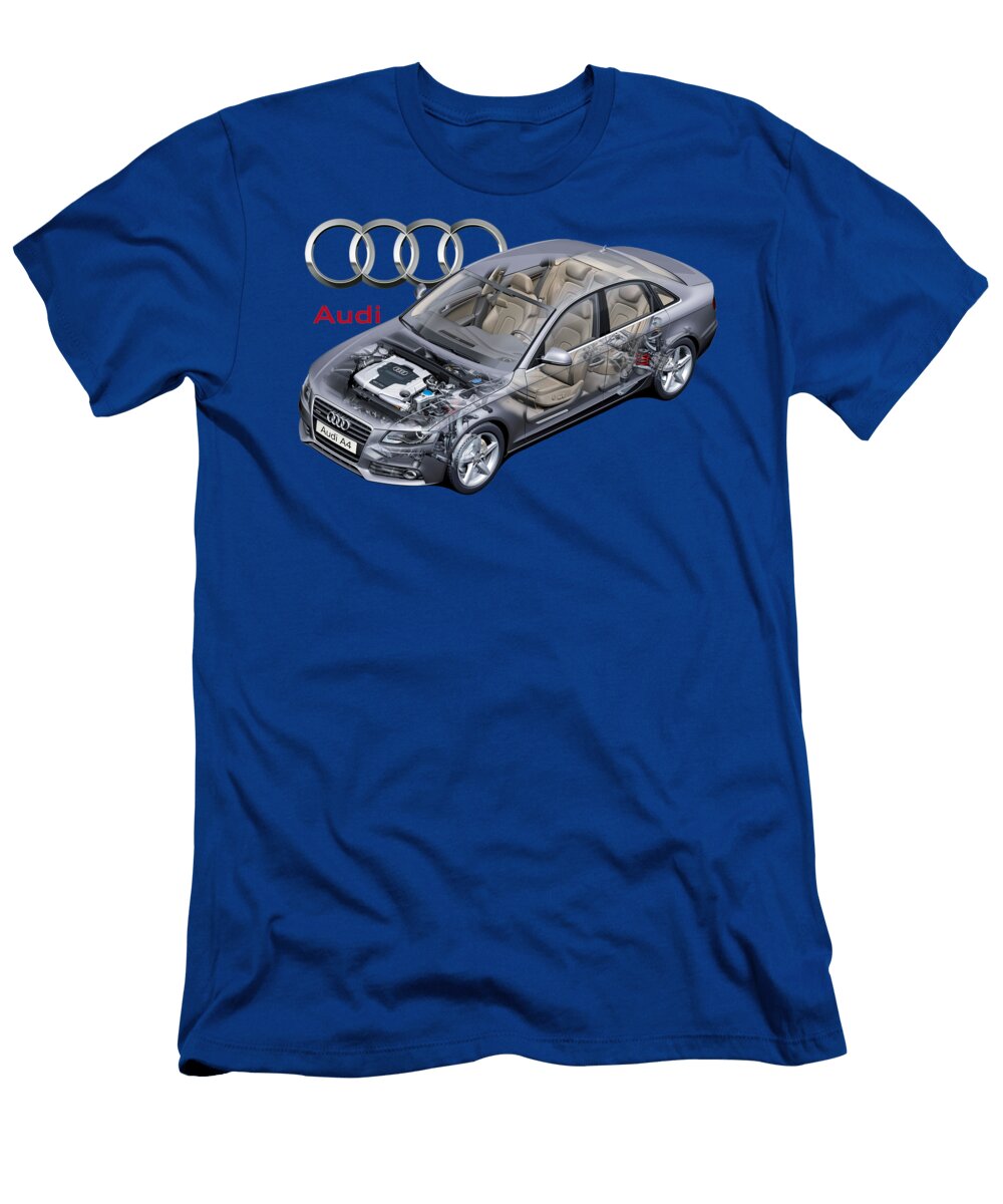 Audi A4 32 Fsi Quattro S Line Sedan Cutaway Automotive Art Vladislav Shapovalenko T-Shirt