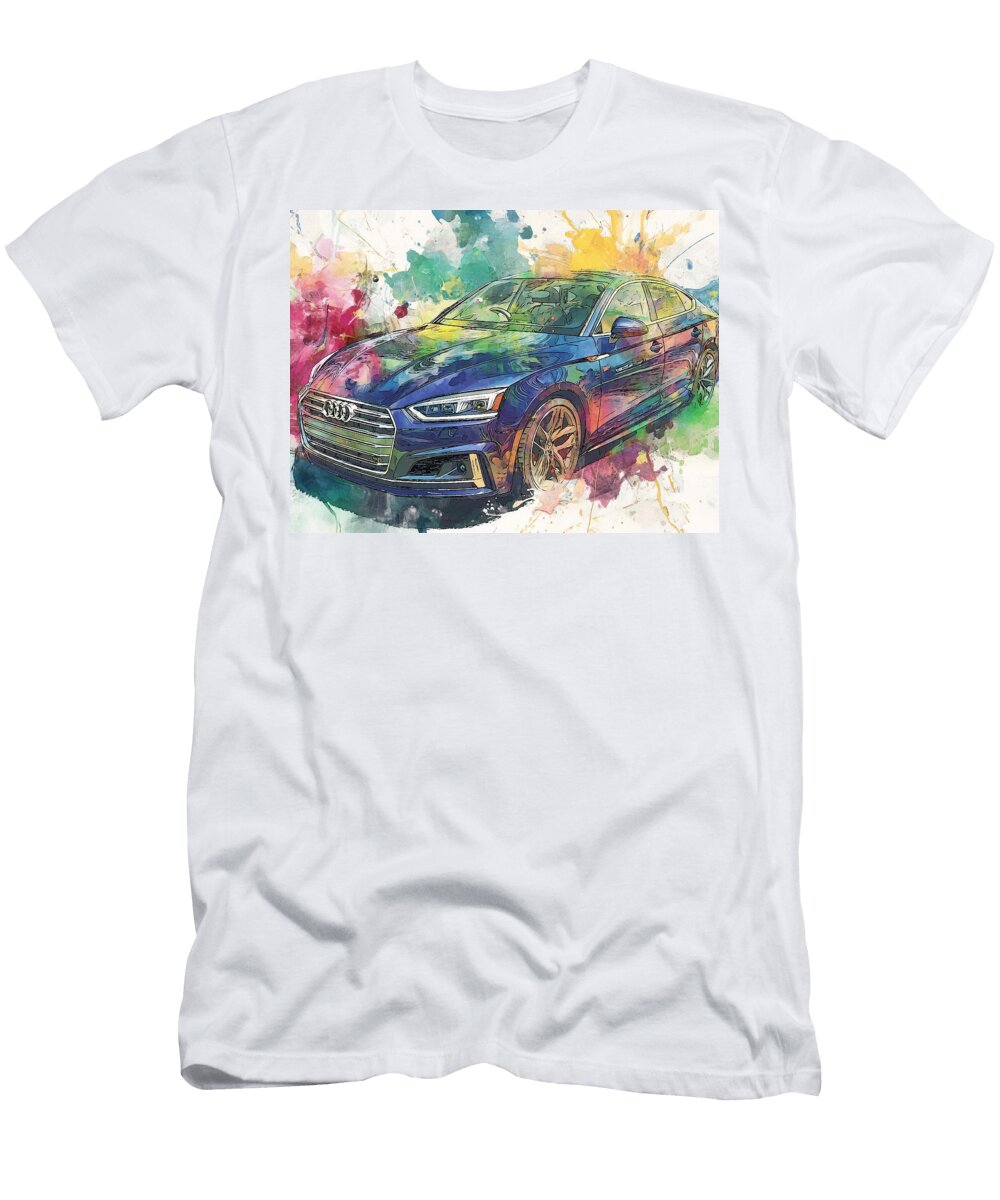 Audi A5 Sportback 2017 Hatchback Abstract Art Colorful Car Vibrant Abstract Car Art Hollie Love T-Shirt