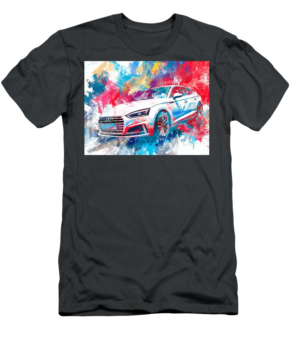 Audi A5 Sportback 2017 Hatchback Colorful Art Abstract Car Vibrant Abstract Car Art Hollie Love T-Shirt