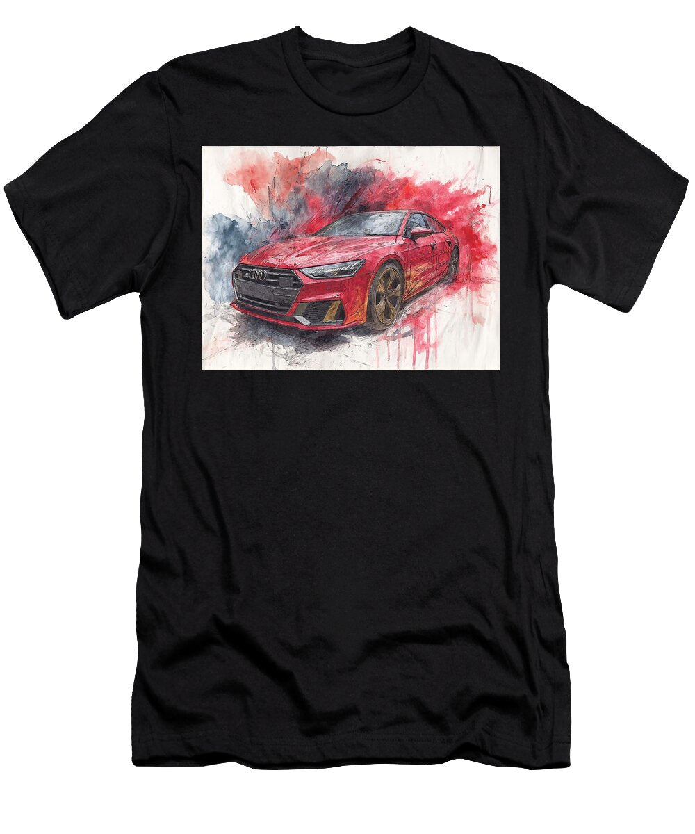 Audi A7 2023 Hatchback Red Car Artwork Abstract Car Red Car Abstract Art Hollie Love T-Shirt