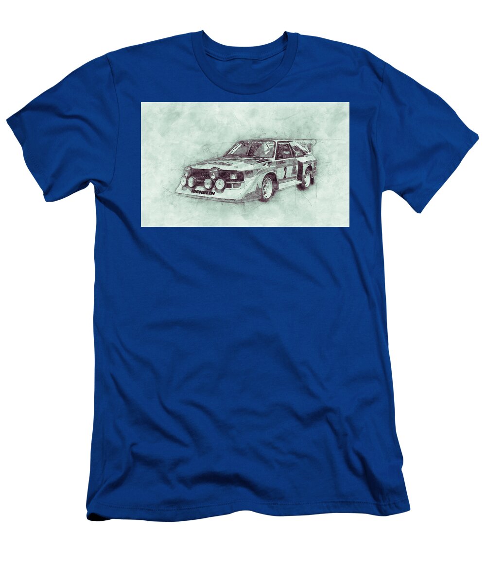 Audi Quattro 3 Rally Car 1980 Automotive Art Car Posters Studio Grafiikka T-Shirt