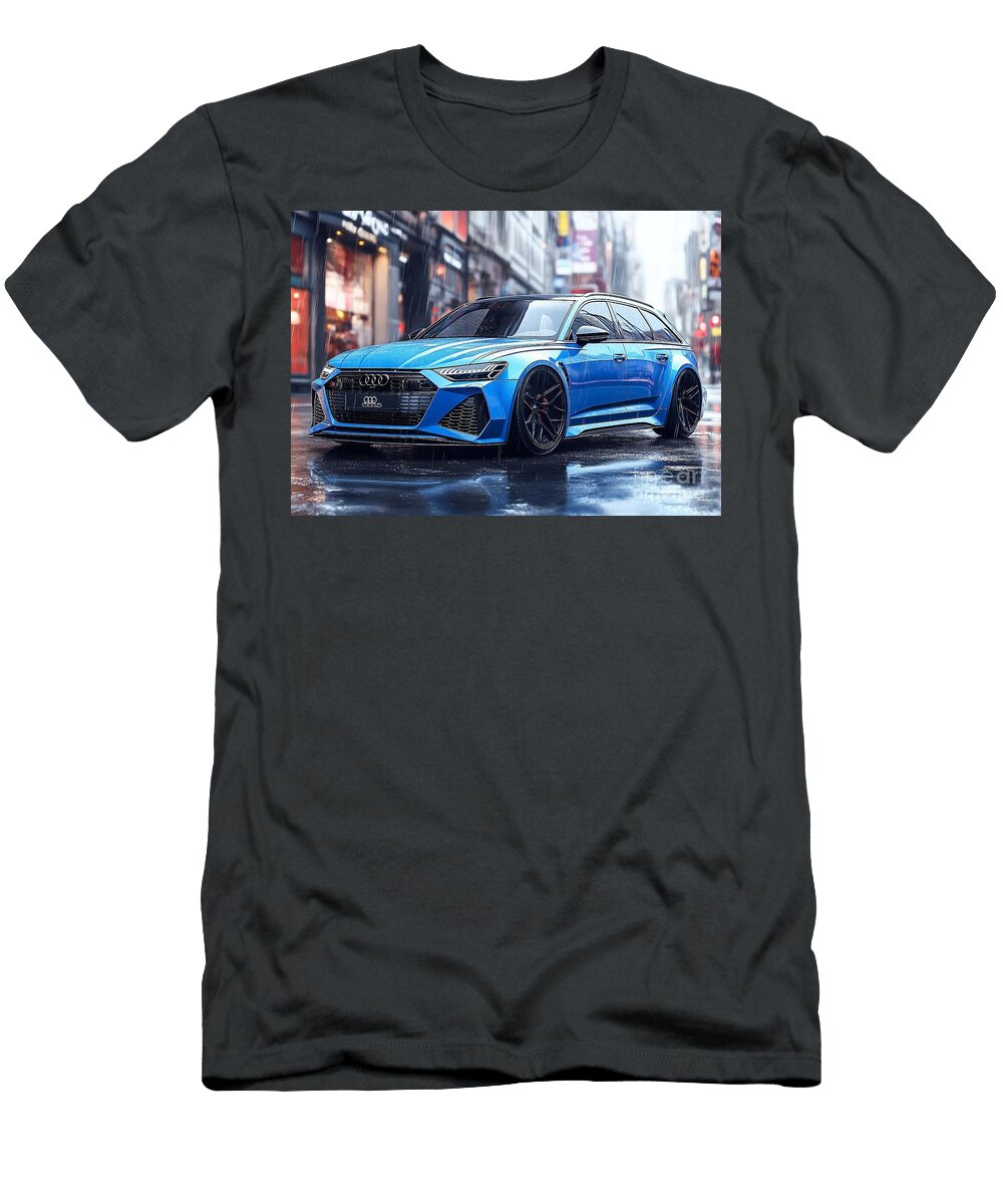 Audi Rs6 Avant Car Stunning Blue Audi in the Rain Clark Leffler T-Shirt