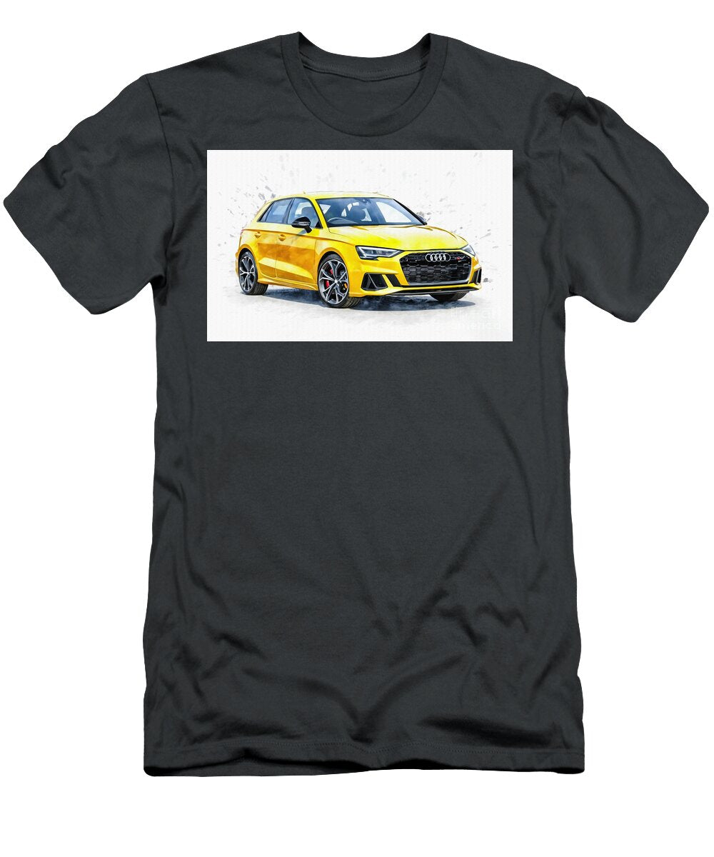 Audi S3 2021 Exterior Front View Yellow Hatchback Lowell Harann T-Shirt