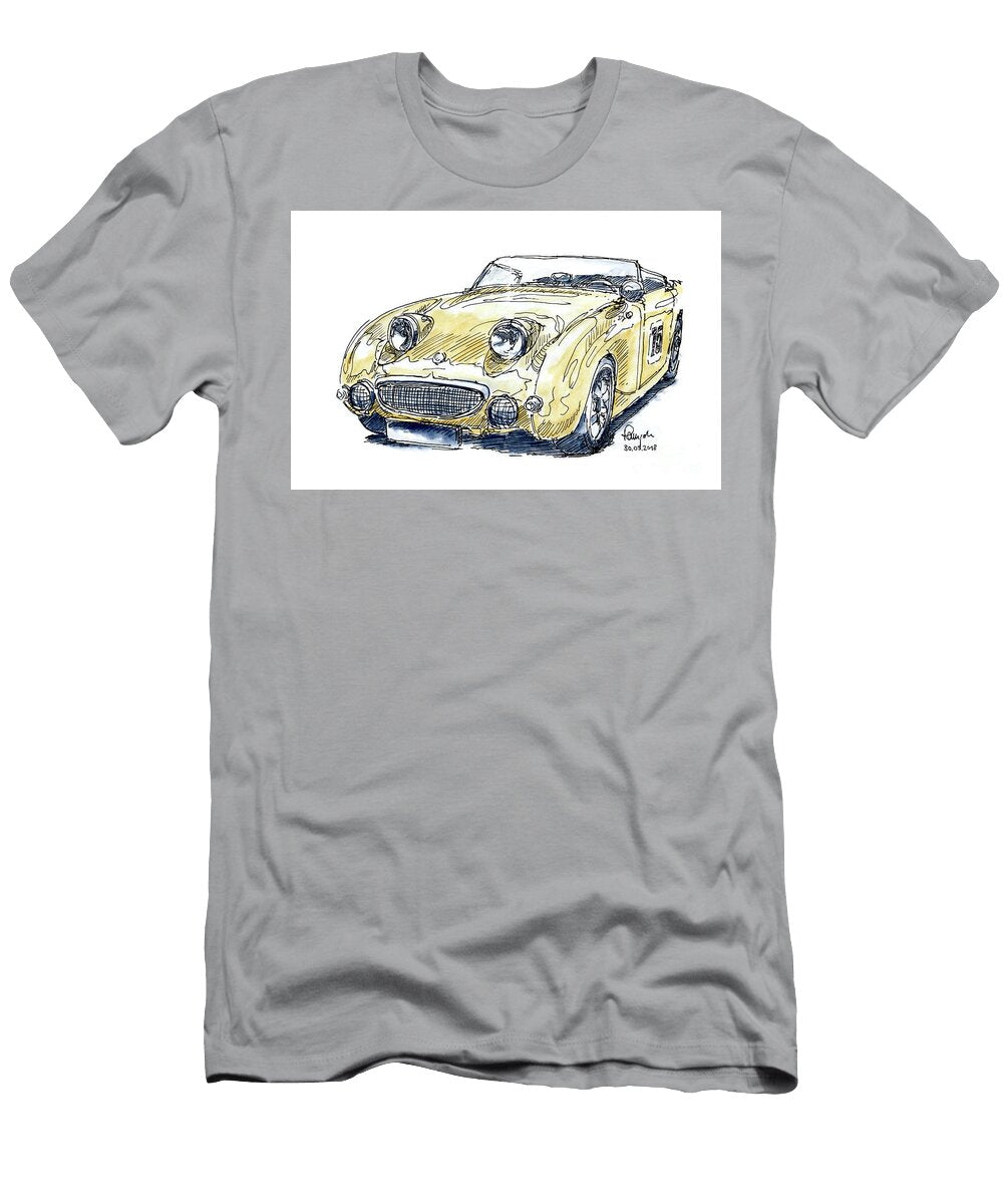 Austin Healey Sprite Mk I Classic Car Ink Drawing and Watercolor Frank Ramspott T-Shirt