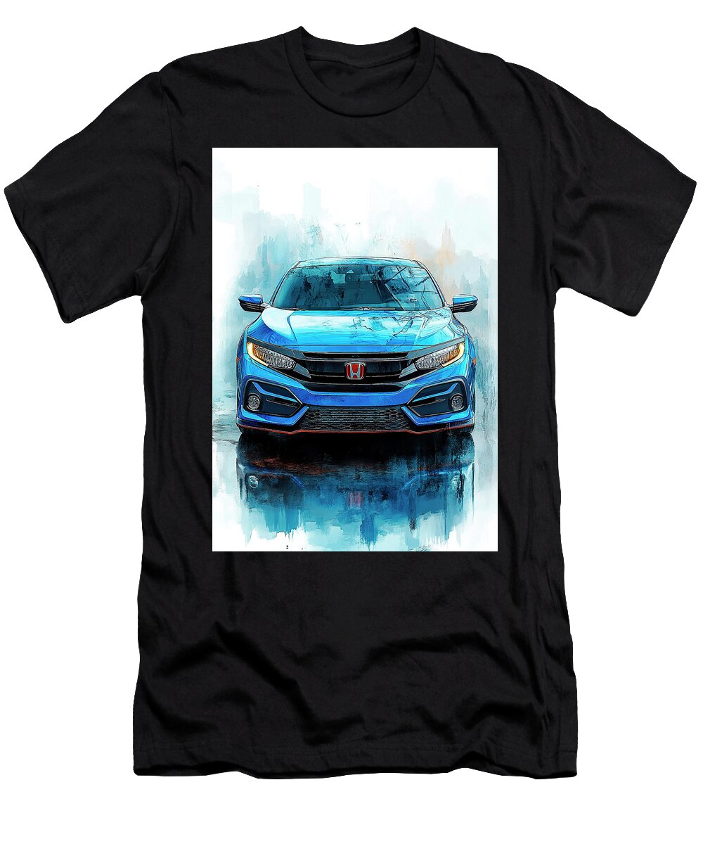 Auto Color Art Honda Civic Hatchback Car Kari Goldfalse T-Shirt