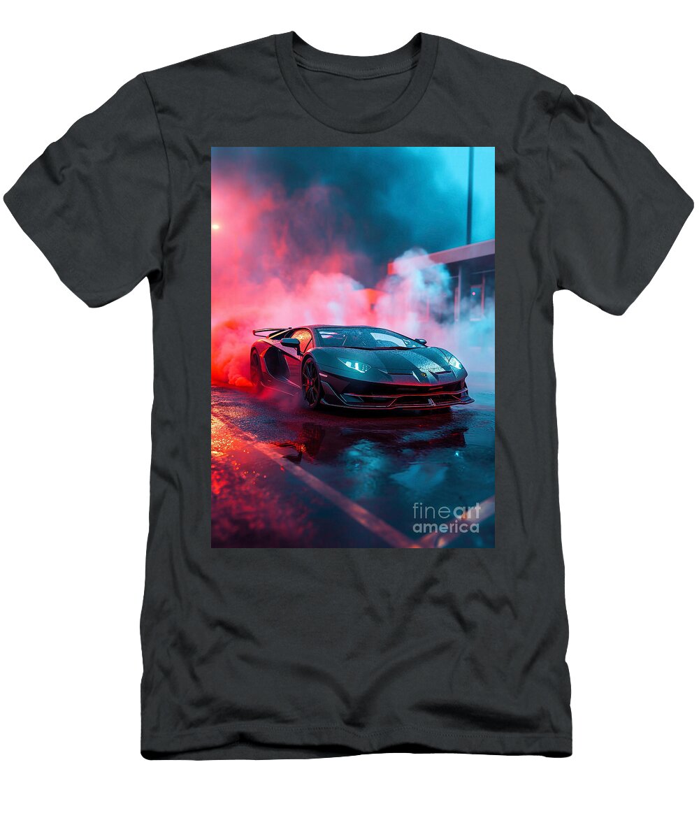 Aventador Svj Roadster Blaze Lamborghini Aventador Svj Roadster in Epic Smoke Art Clark Leffler T-Shirt