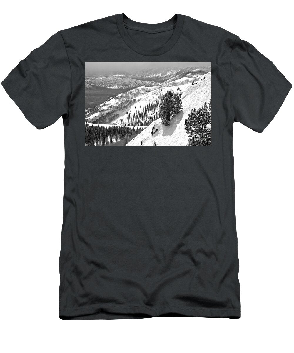 Bald Mountain Expert Slopes Black and White Adam Jewell T-Shirt