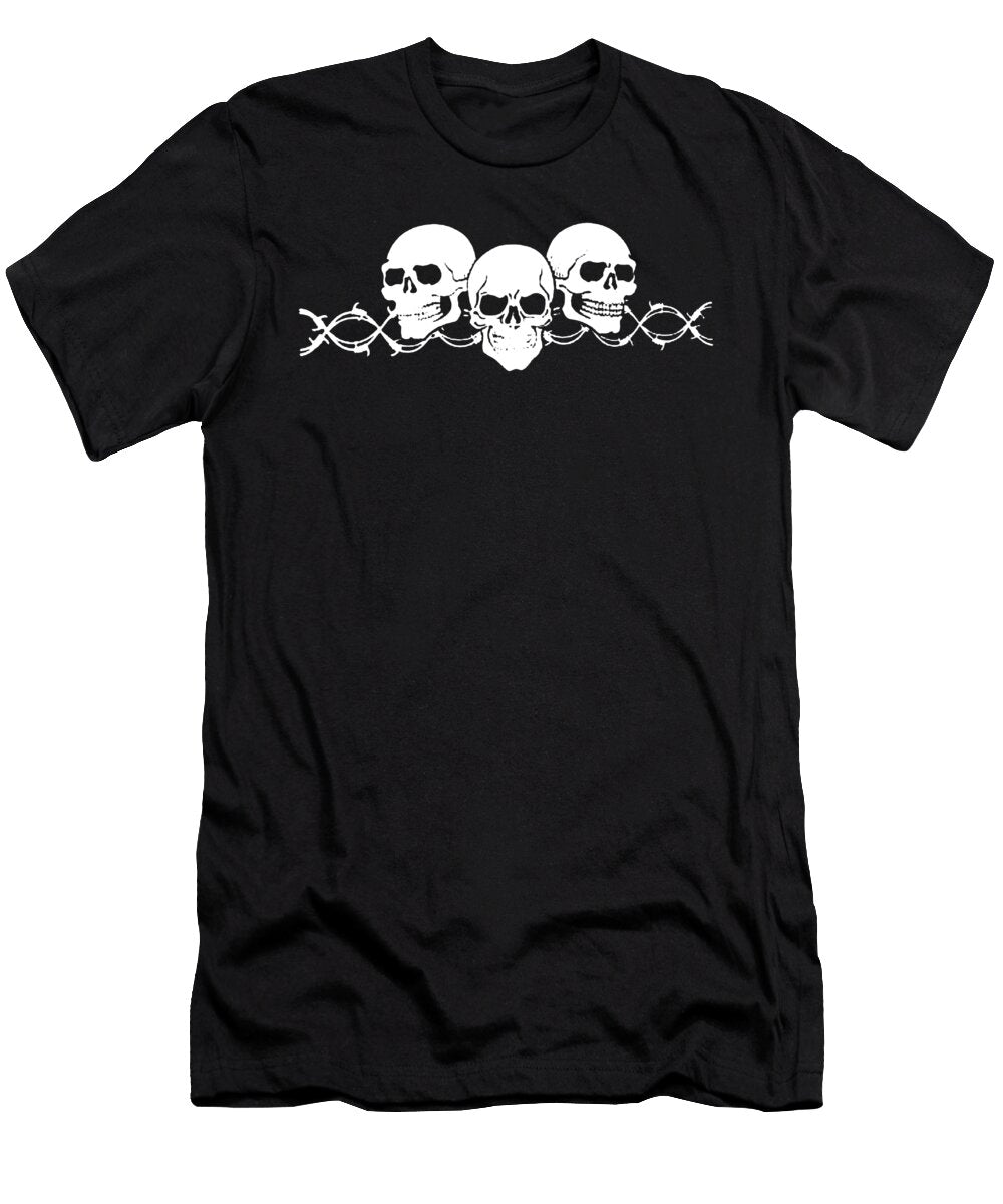 Barbed Wire Skulls with Sleeves Long Sleeve Biker Biker Motorcycle Riley Tracey T-Shirt