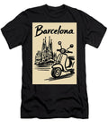 Barcelona Travel Poster with Scooter Barcelona Travel Poster with Scooter Travel Poster Art Print T-Shirt