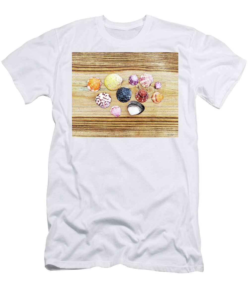 Beachy Beach Art Colorful Seashells Sharon Cummings T-Shirt