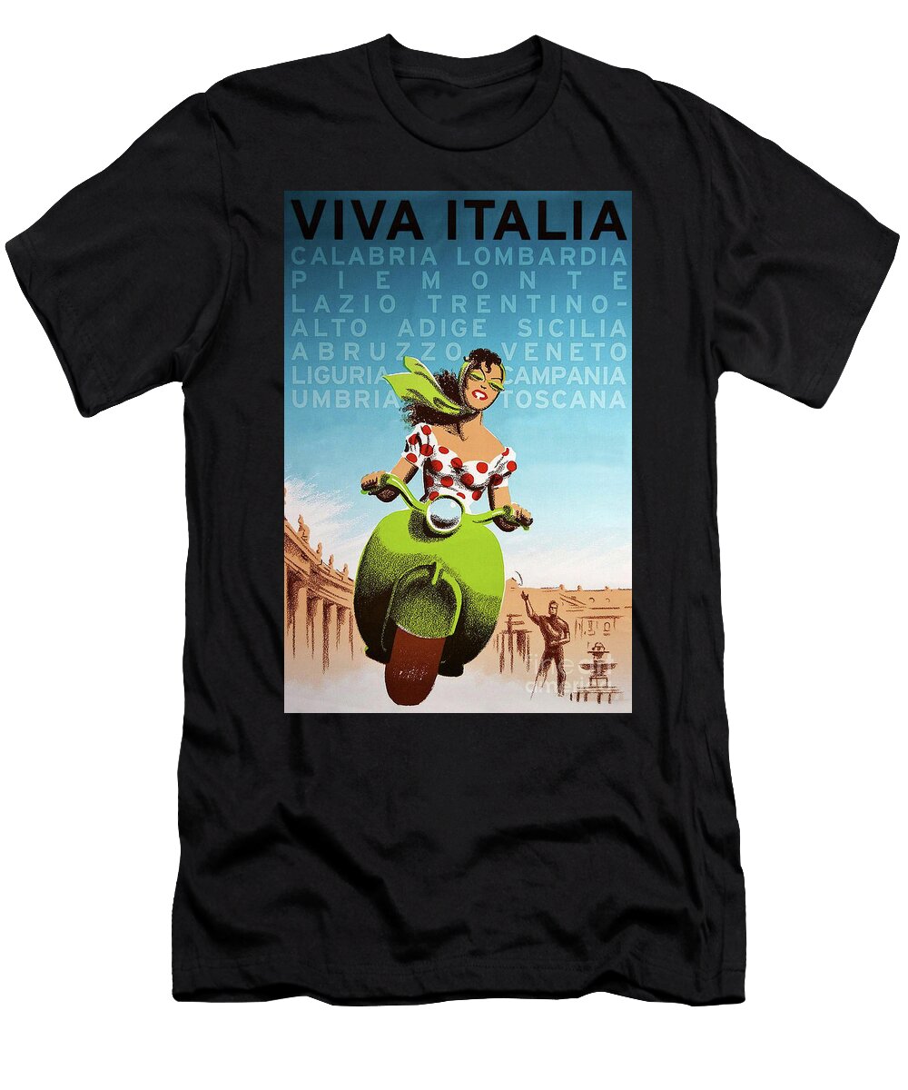 Beautiful Girl Traveling Italy Vintage Travel Ad Tina Lavoie T-Shirt