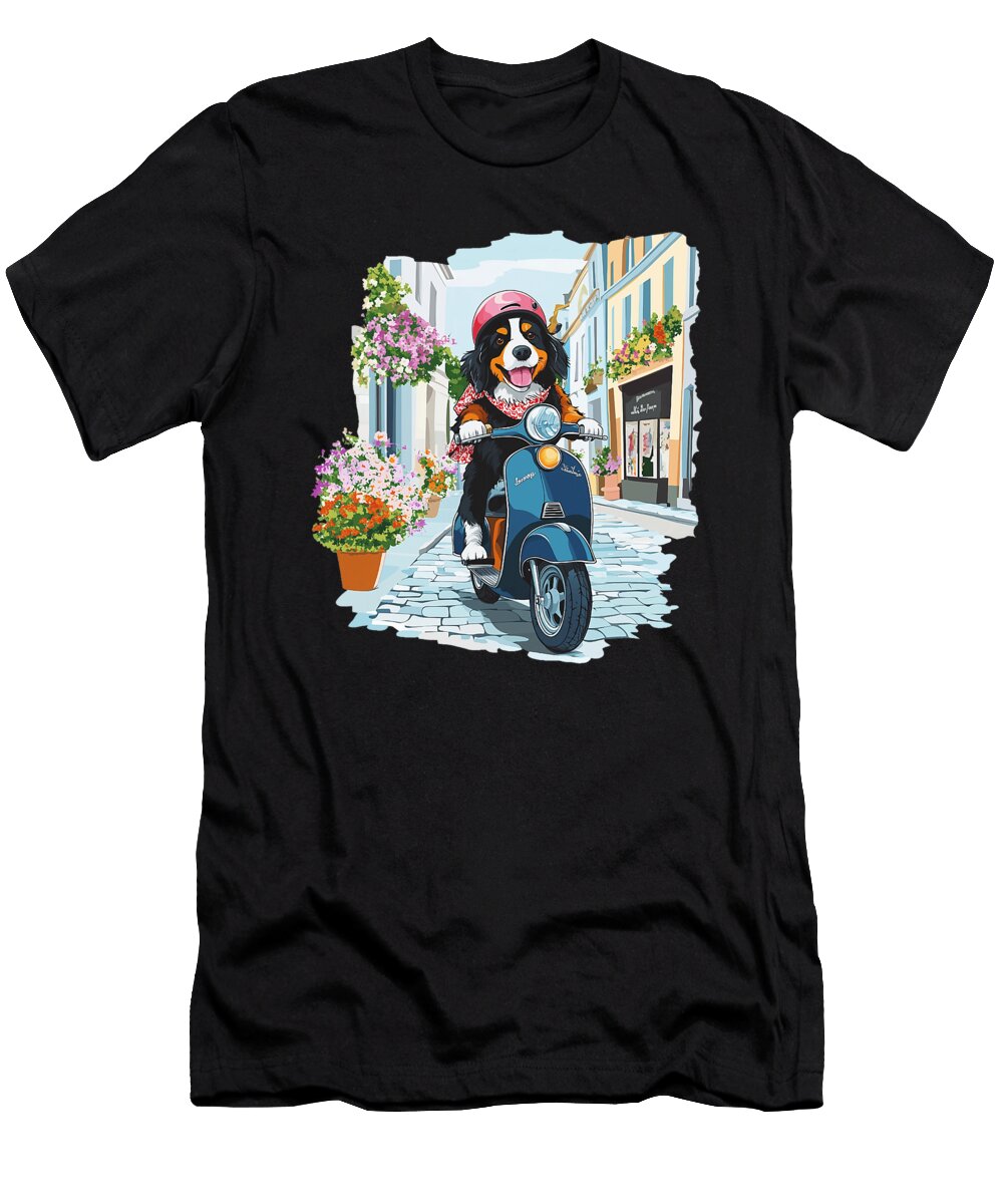 Bernese Mountain Dog Riding Scooter European Sophie Eleanor T-Shirt
