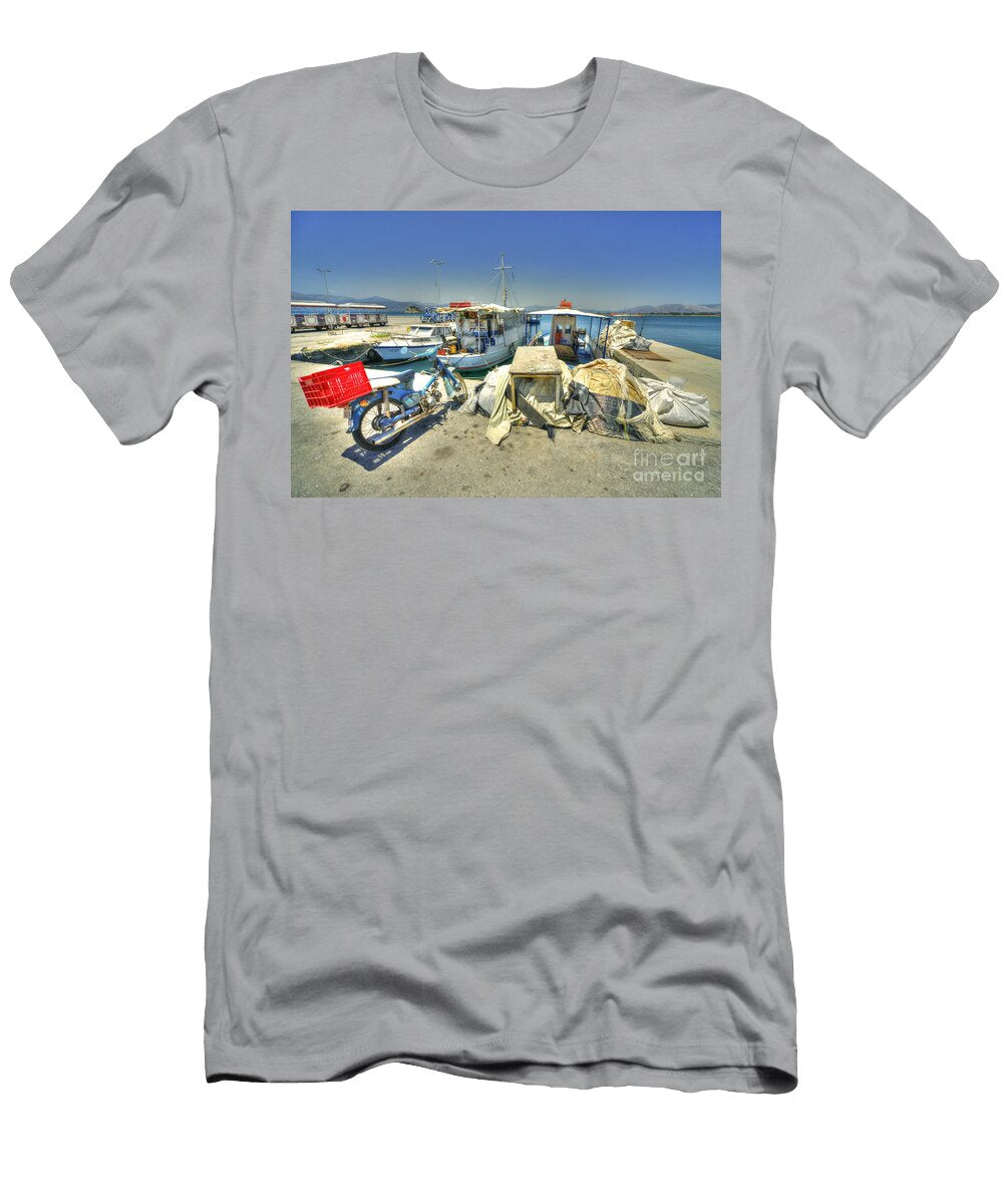 Bike and Boats At Nafplion Harbour Rob Hawkins T-Shirt