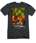 Bike Scooter Sitting Amongst Urban Flowers Mike Savad T-Shirt