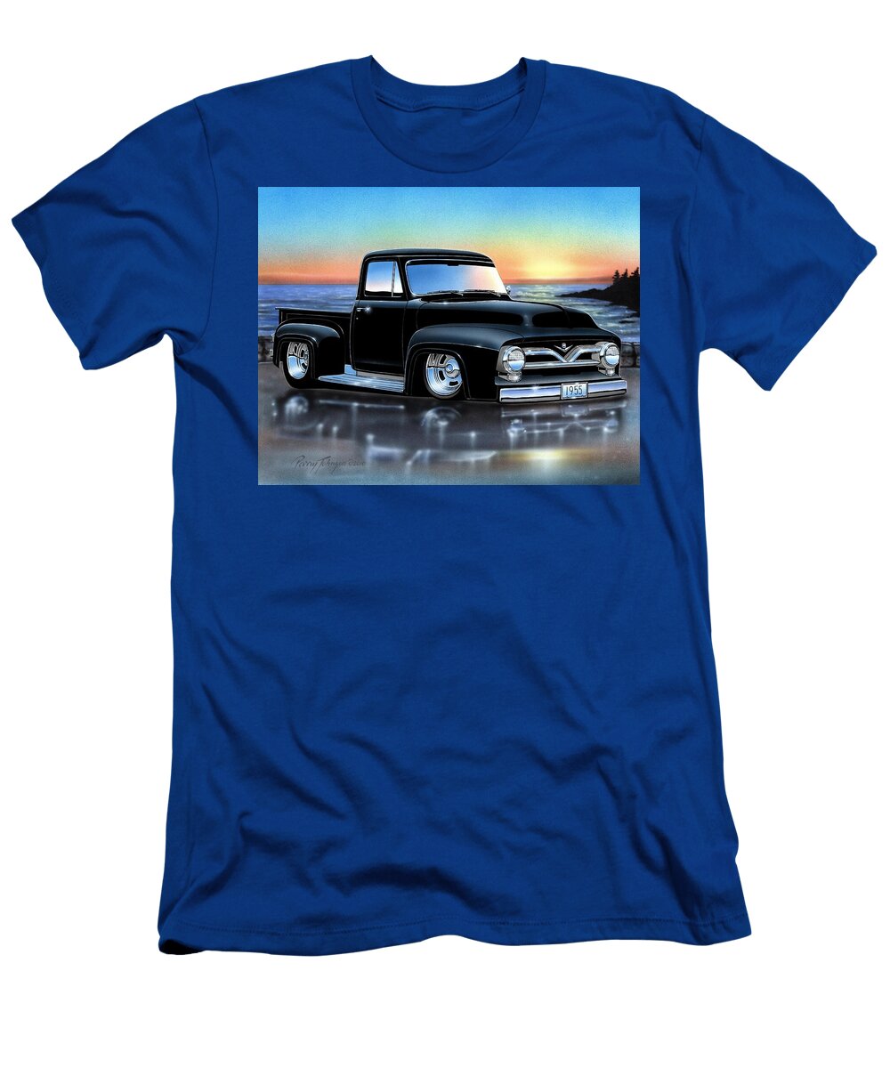Black 1955 Ford F100 Pickup Truck Parry Johnson T-Shirt