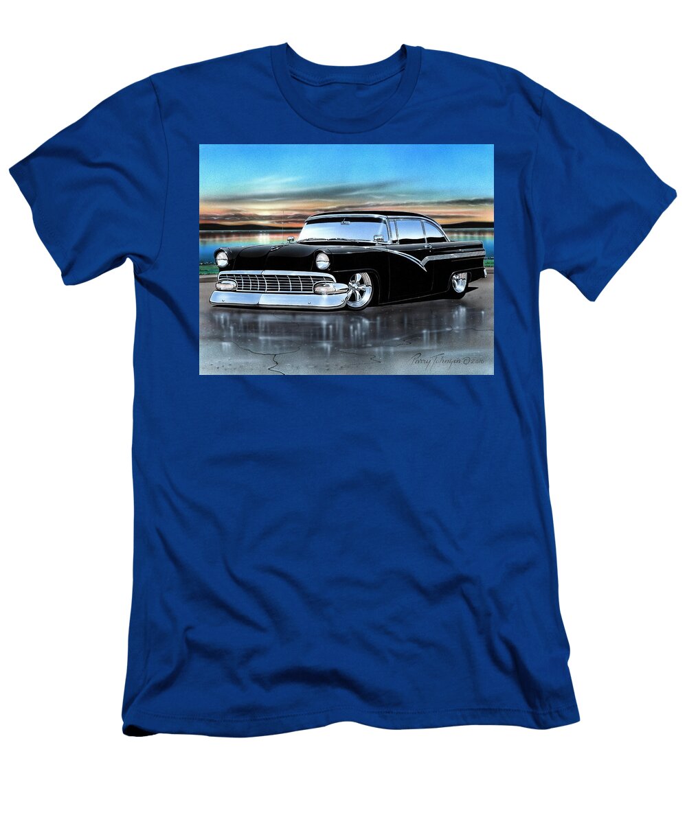 Black 1956 Ford Fairlane Victoria Hardtop Parry Johnson T-Shirt