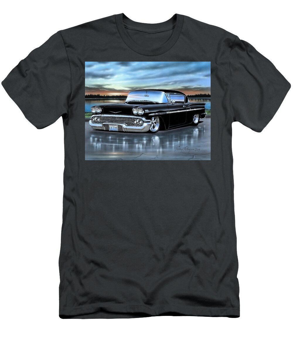 Black 1958 Chevy Impala Hardtop Parry Johnson T-Shirt