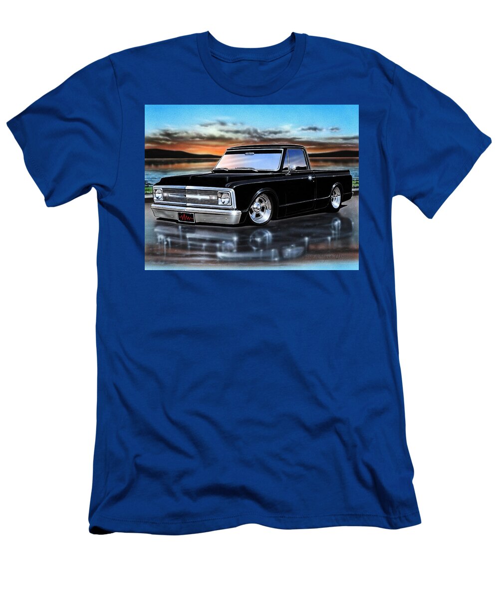 Black 1969 Chevy C10 Fleetside Pickup Truck Parry Johnson T-Shirt