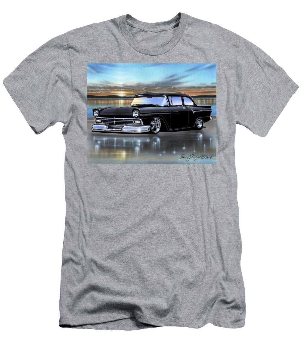 Black 57 Ford Custom Sedan Parry Johnson T-Shirt