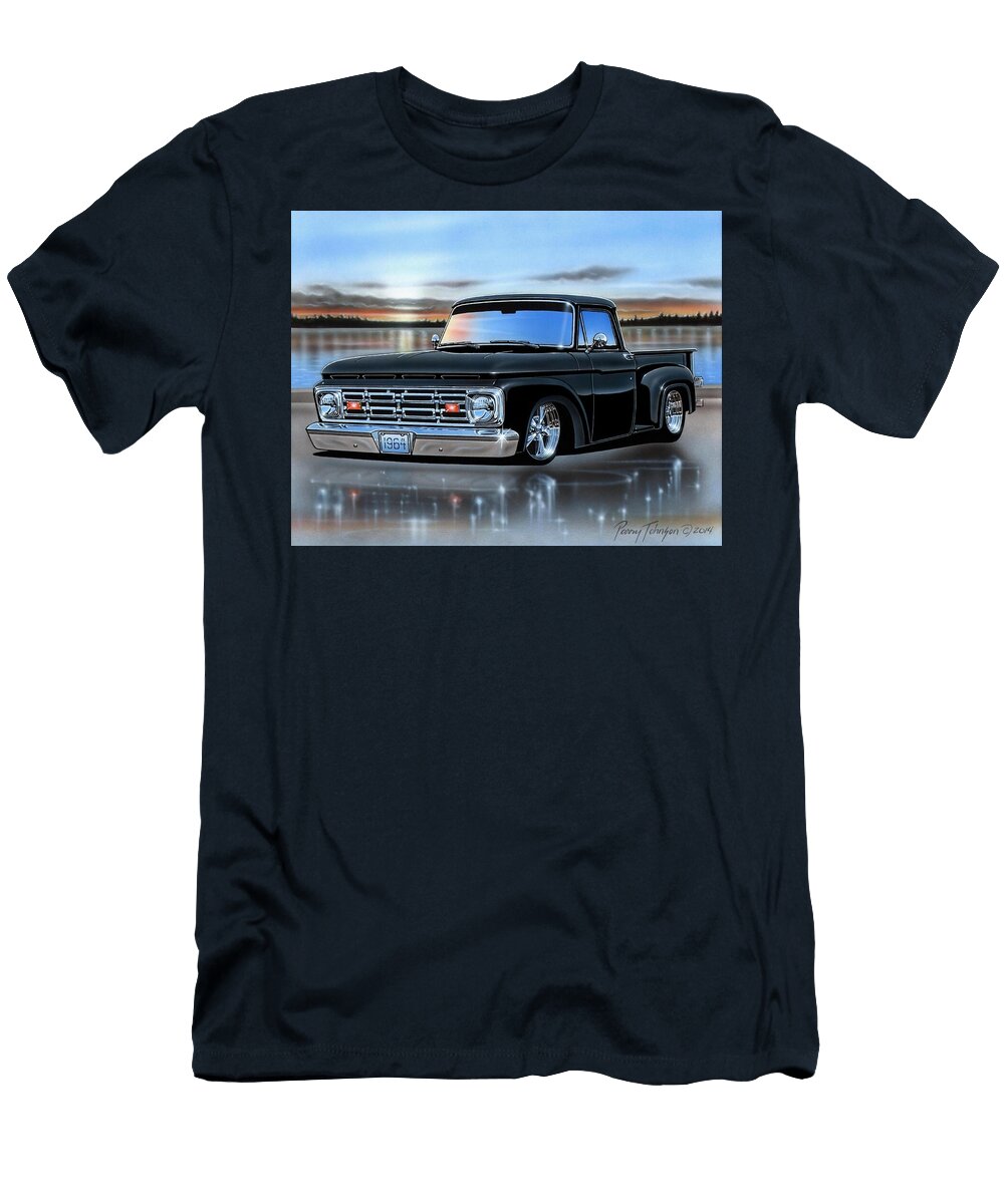 Black 64 Ford F100 Flareside Parry Johnson T-Shirt