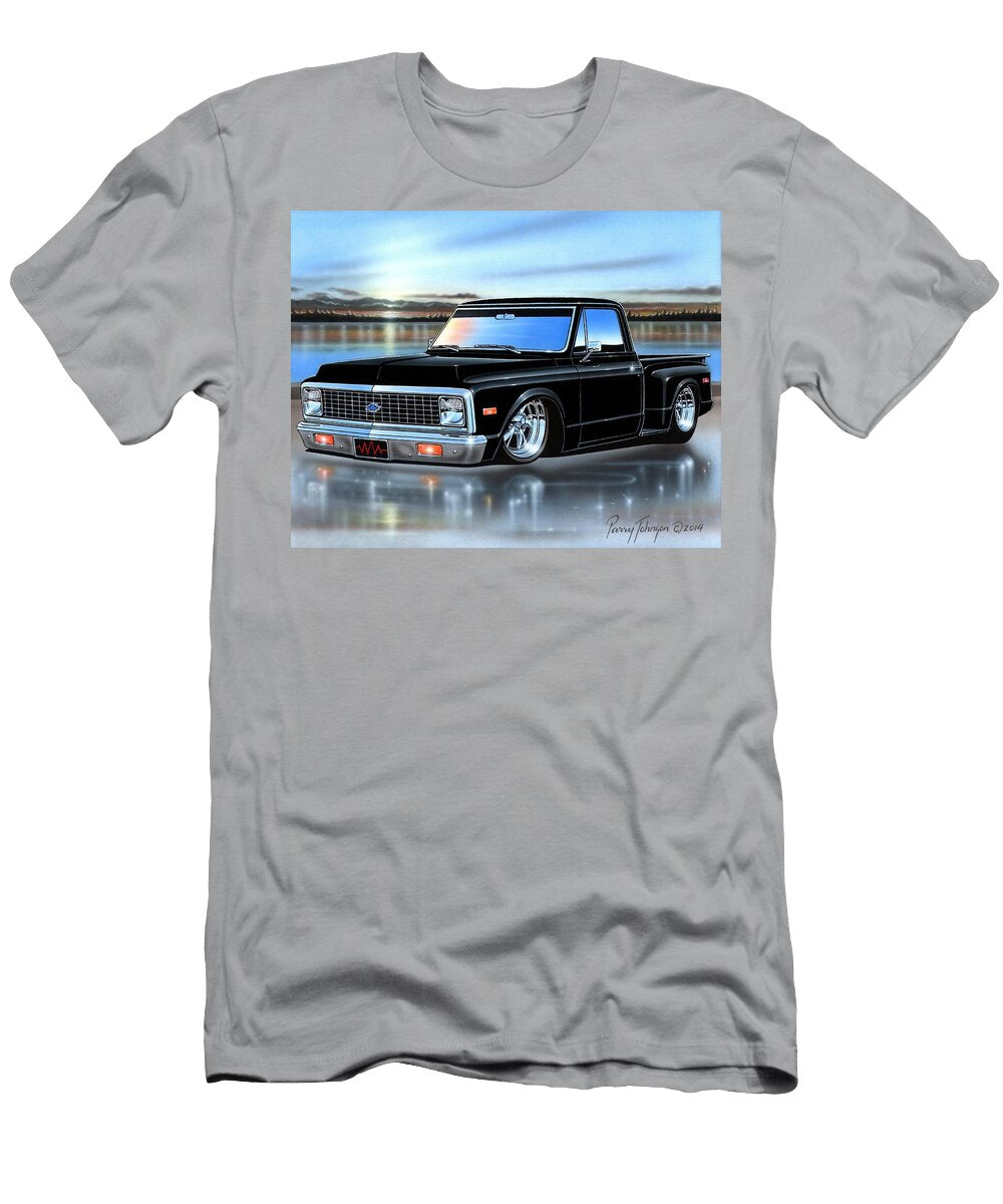 Black 72 Chevy C10 Stepside Parry Johnson T-Shirt