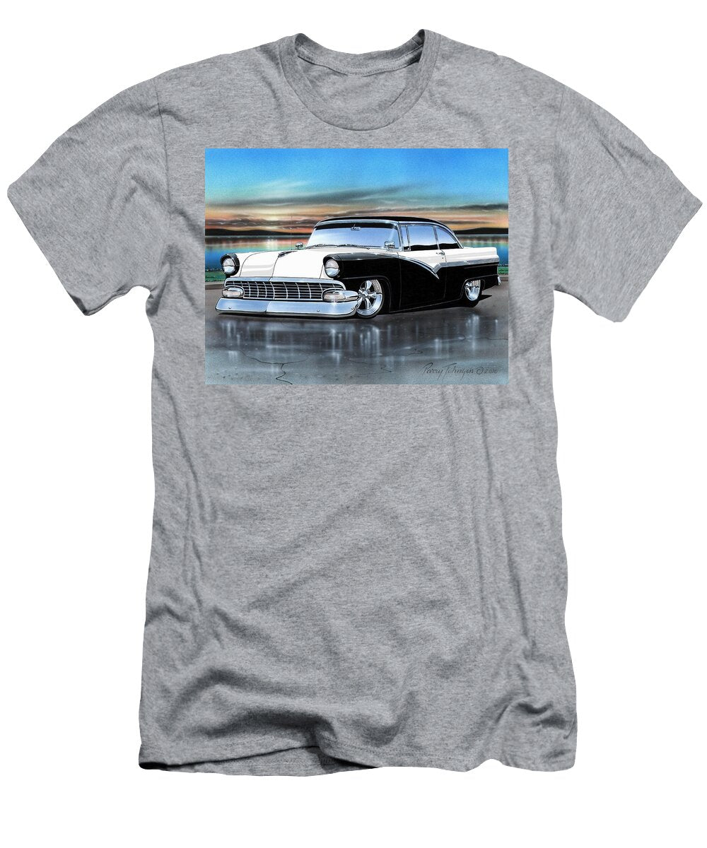 Black and White 56 Ford Victoria Parry Johnson T-Shirt