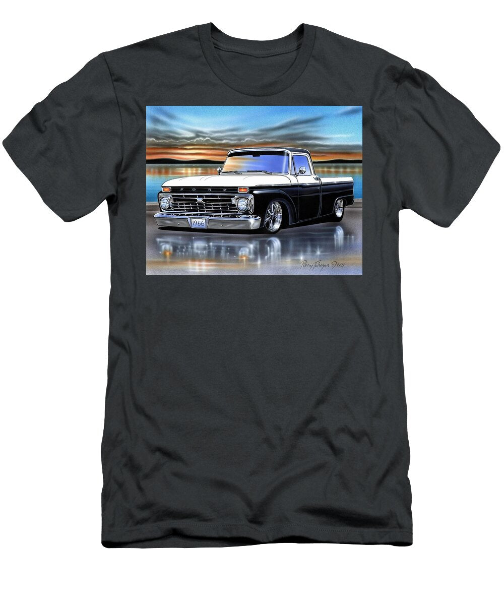 Black and White 66 Ford F100 Styleside Parry Johnson T-Shirt