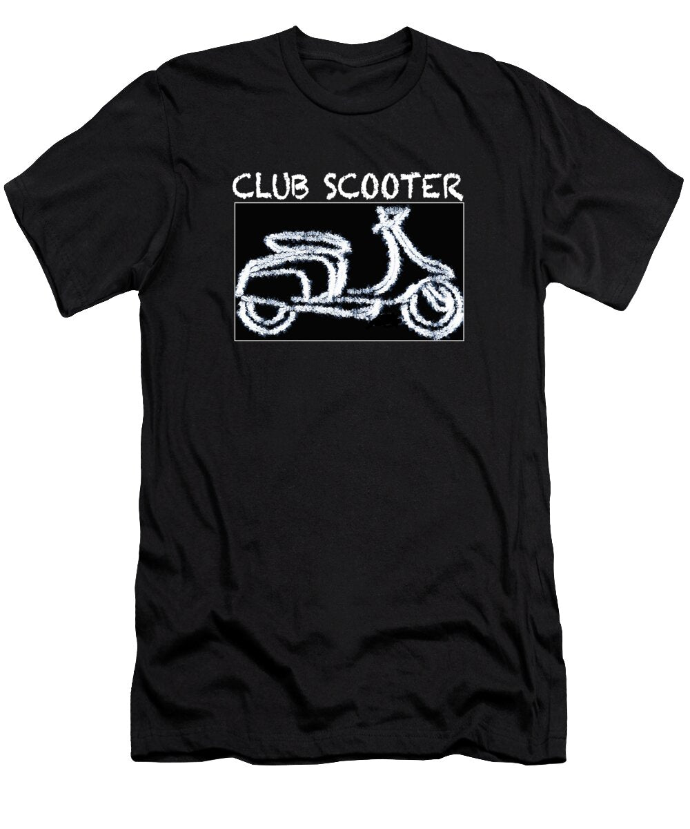 Black and White Club Scooter Logo Design 3 Douglas Brown T-Shirt