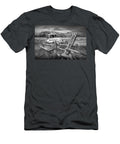 Black and White Photograph of Rusted Vintage Automobile Out West Randall Nyhof T-Shirt