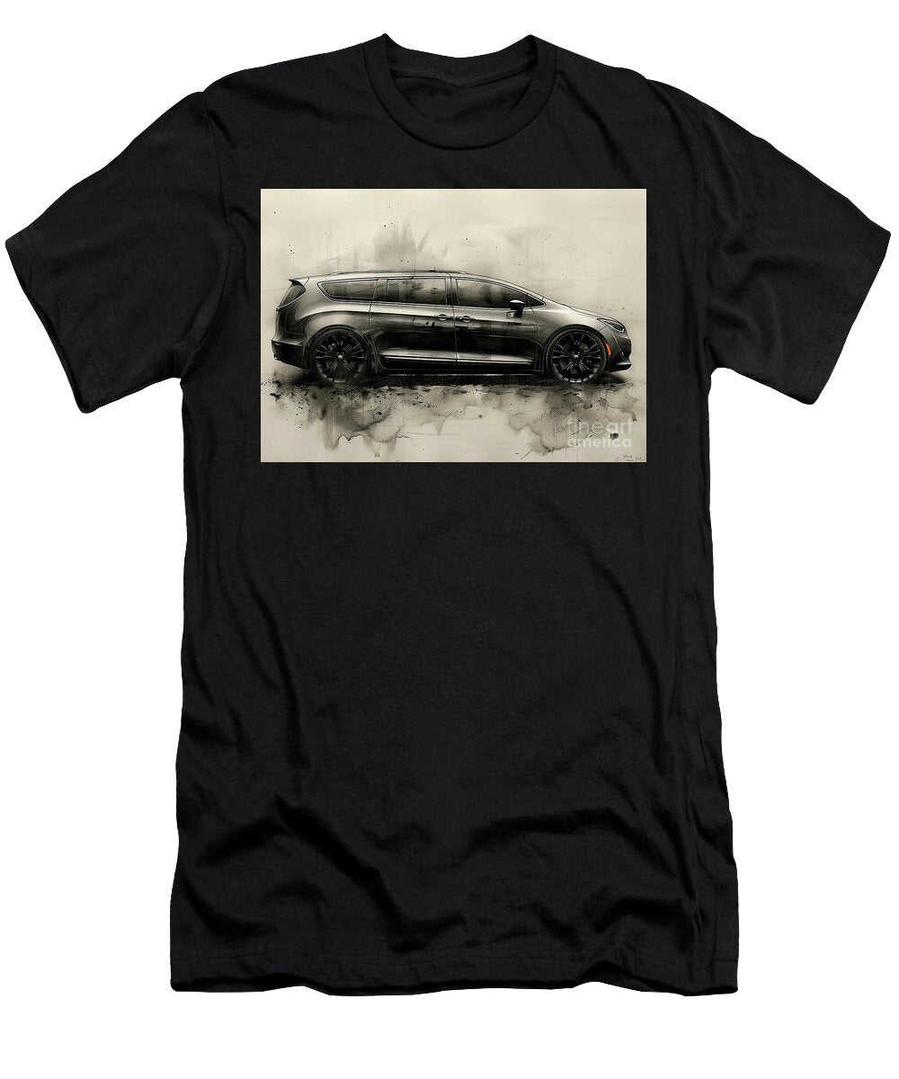 Black and White Sketch of a Minivan Lowell Harann T-Shirt
