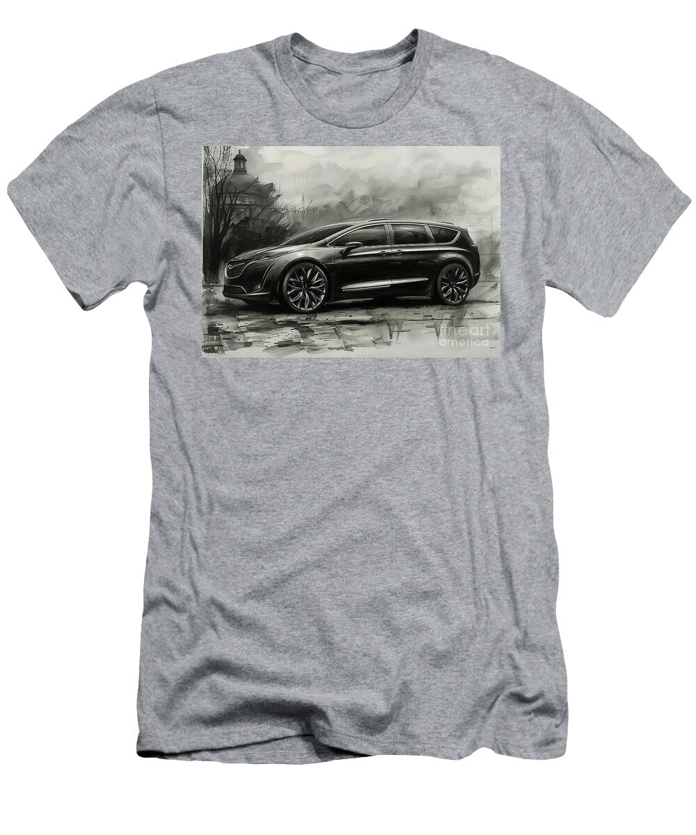 Black and White Sketch of a Modern Minivan Concept Chrysler Pacifica Car Lowell Harann T-Shirt