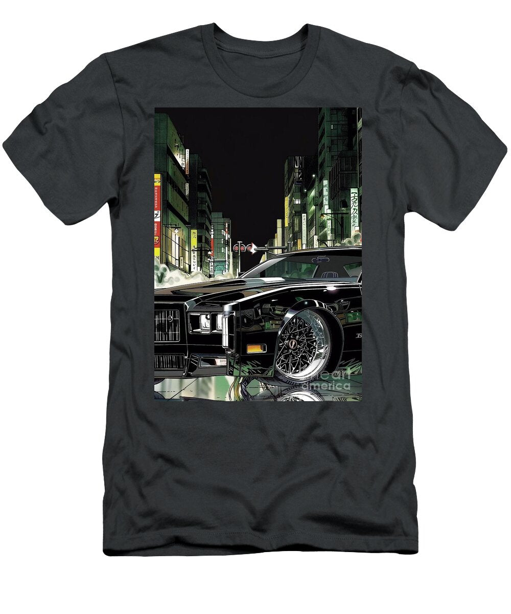 Black Buick Regal Car on a Japanese Street At Night Lowell Harann T-Shirt