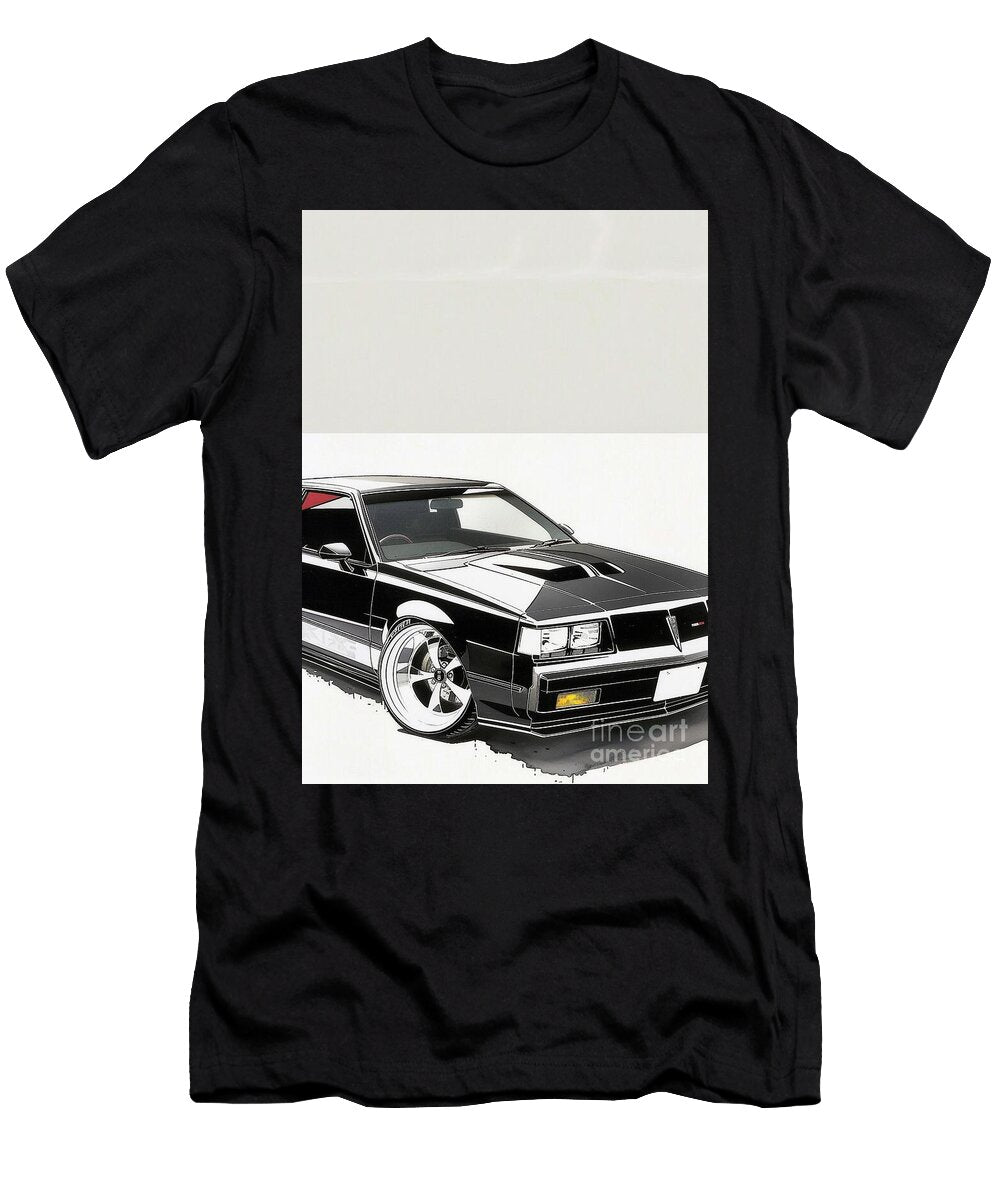 Black Classic Oldsmobile Cutlass Ciera Car Illustration Custom Tuning Design Lowell Harann T-Shirt