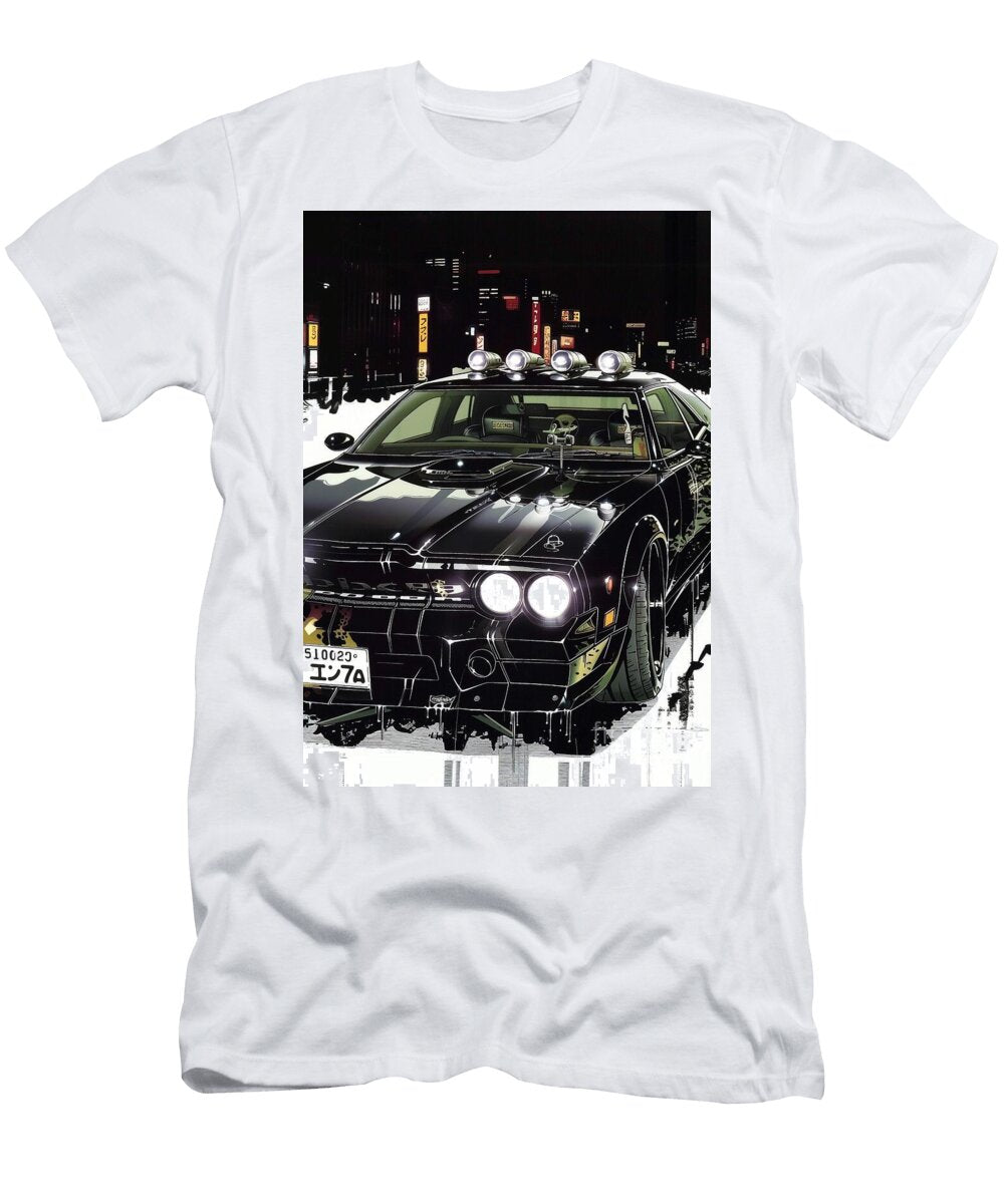 Black Custom Dodge Intrepid R T Car in a Japanese City At Night Lowell Harann T-Shirt