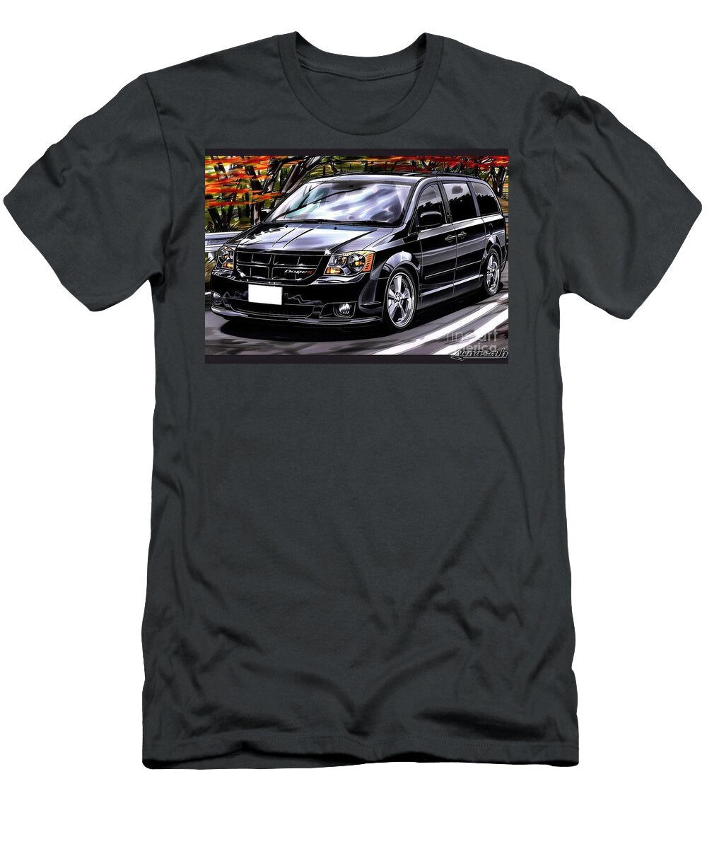 Black Dodge Minivan Illustration Custom Car Design Destiney Sullivan T-Shirt