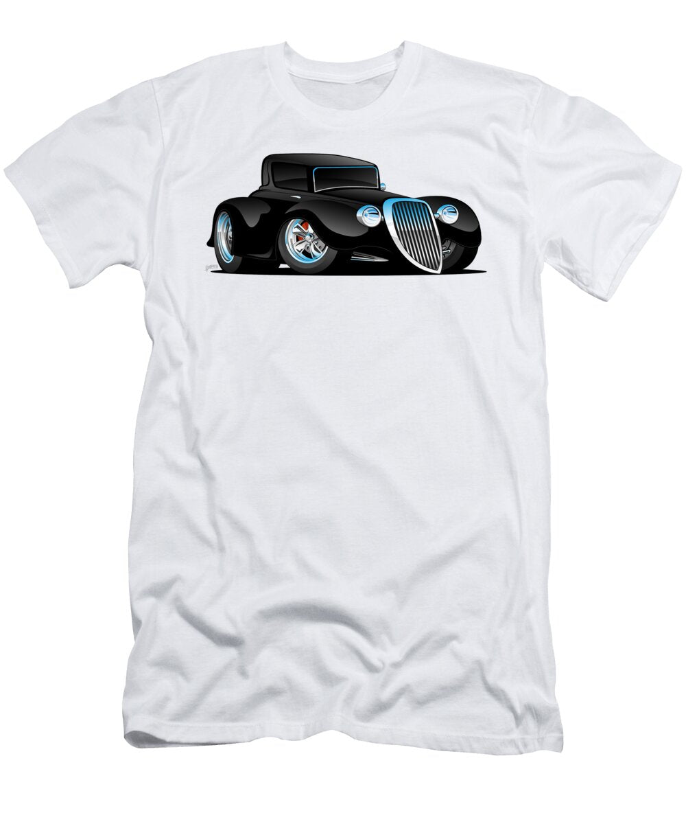 Black Hot Rod Classic Coupe Custom Car Cartoon Jeff Hobrath T-Shirt