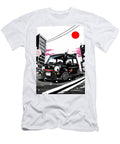 Black Jdm Daihatsu Move Illustration with Cherry Blossoms and Cityscape Lowell Harann T-Shirt
