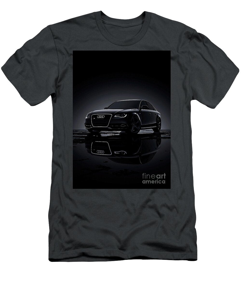 Black Luxury Sedan Audi A4 Car Reflection in Night Clark Leffler T-Shirt