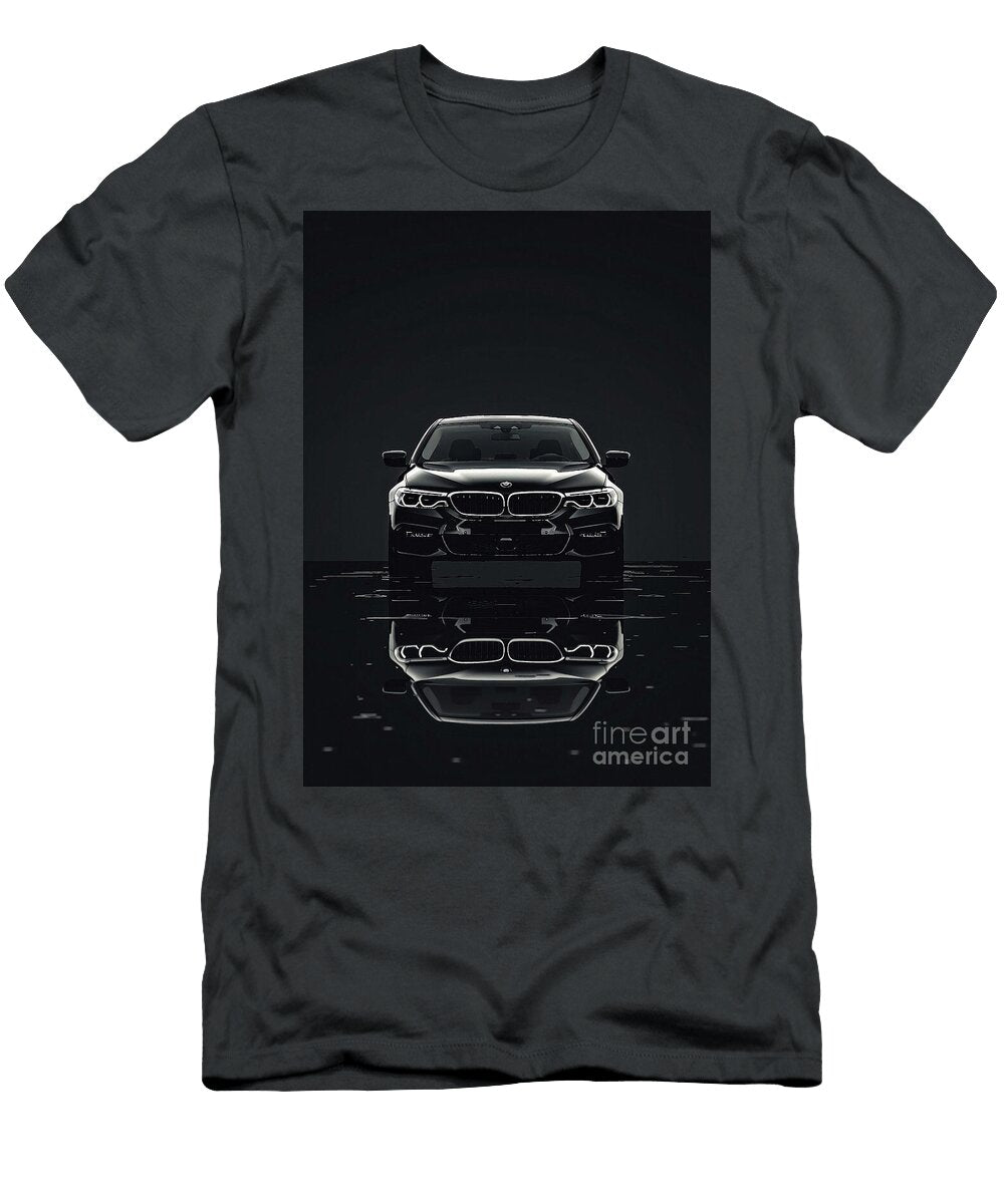 Black Luxury Sedan BMW 5 Series Car Front View with Reflection Clark Leffler T-Shirt