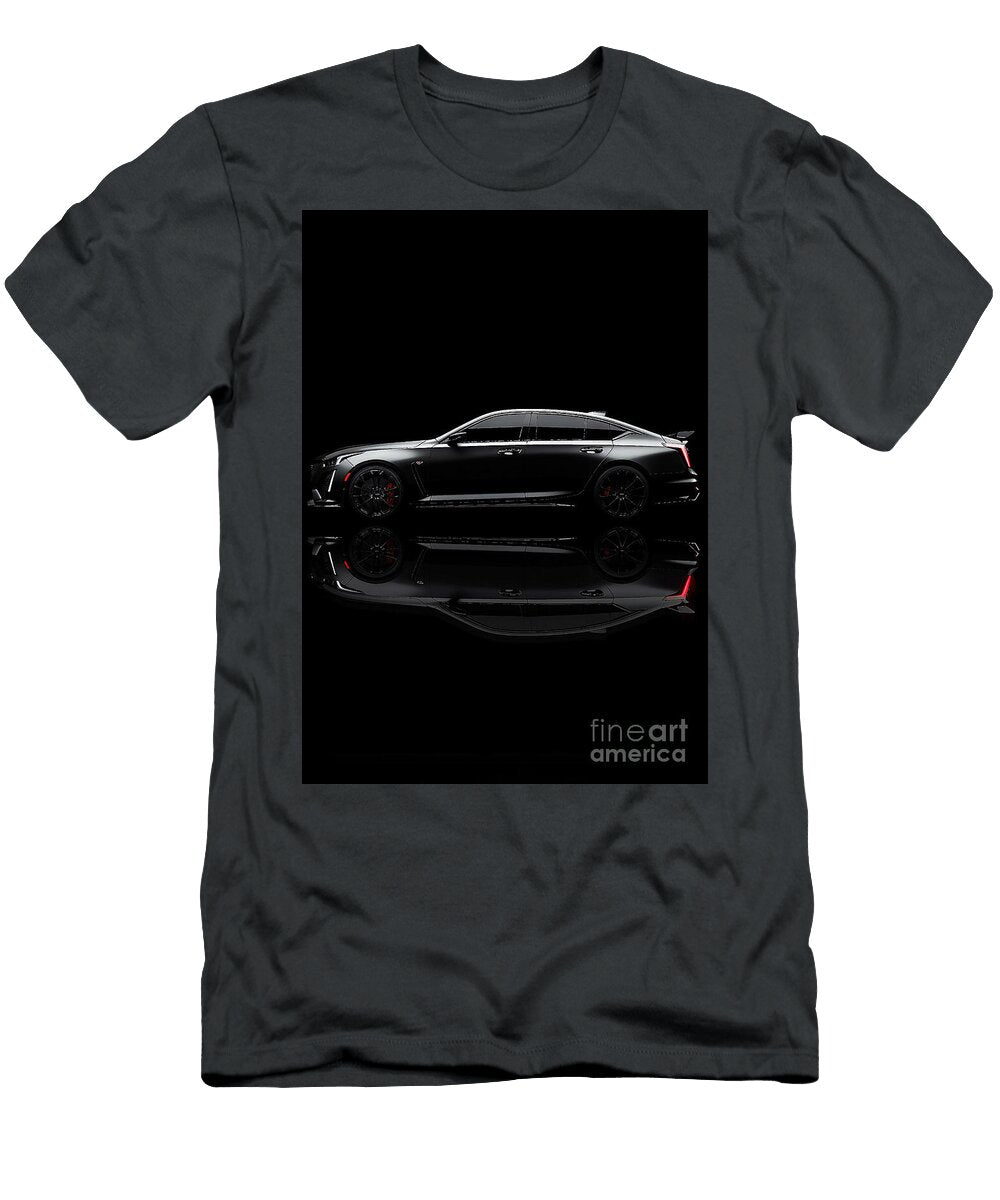 Black Luxury Sedan Cadillac Ct5 V Blackwing Car Side View Photography Clark Leffler T-Shirt
