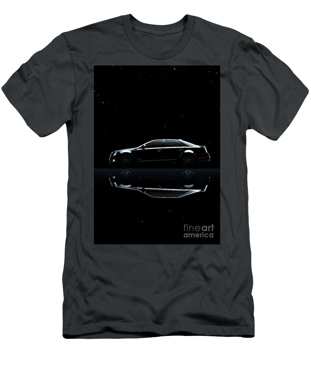 Black Luxury Sedan Under a Starry Night Sky Clark Leffler T-Shirt