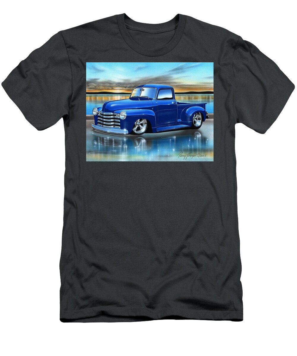 Blue 49 Chevy 3100 Pickup Parry Johnson T-Shirt