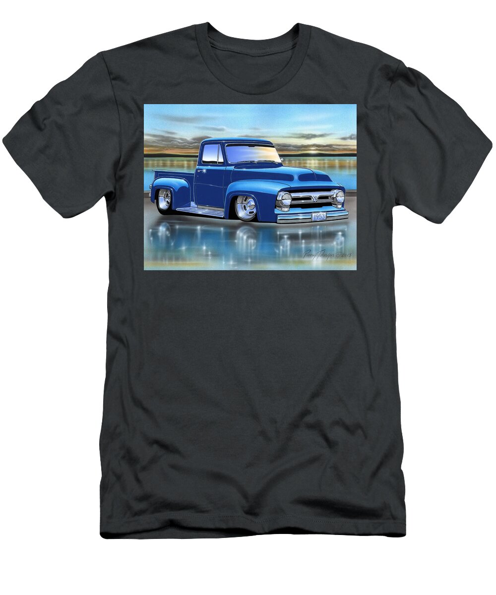 Blue 53 Ford F100 Pickup Parry Johnson T-Shirt