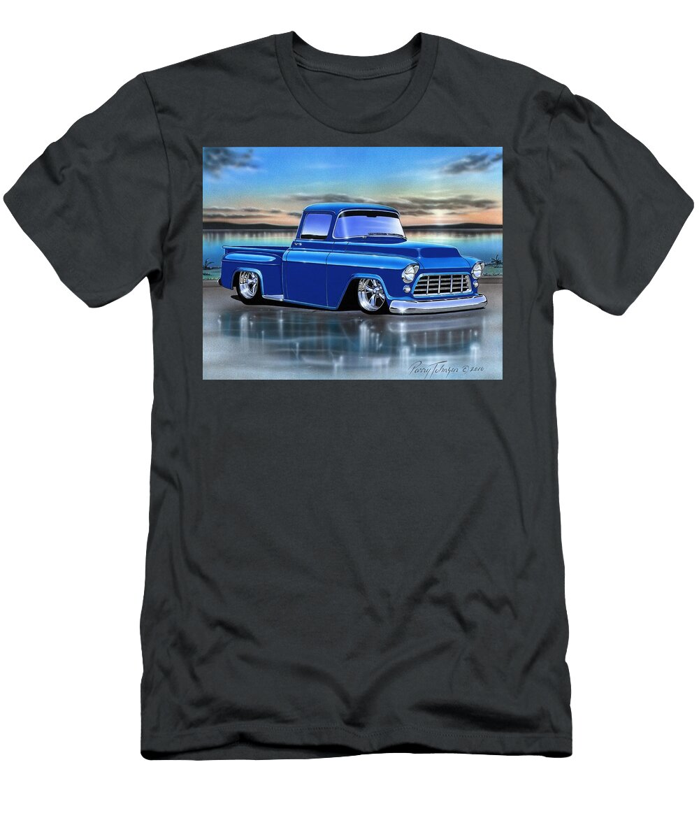 Blue 55 Chevy 3100 Stepside Parry Johnson T-Shirt