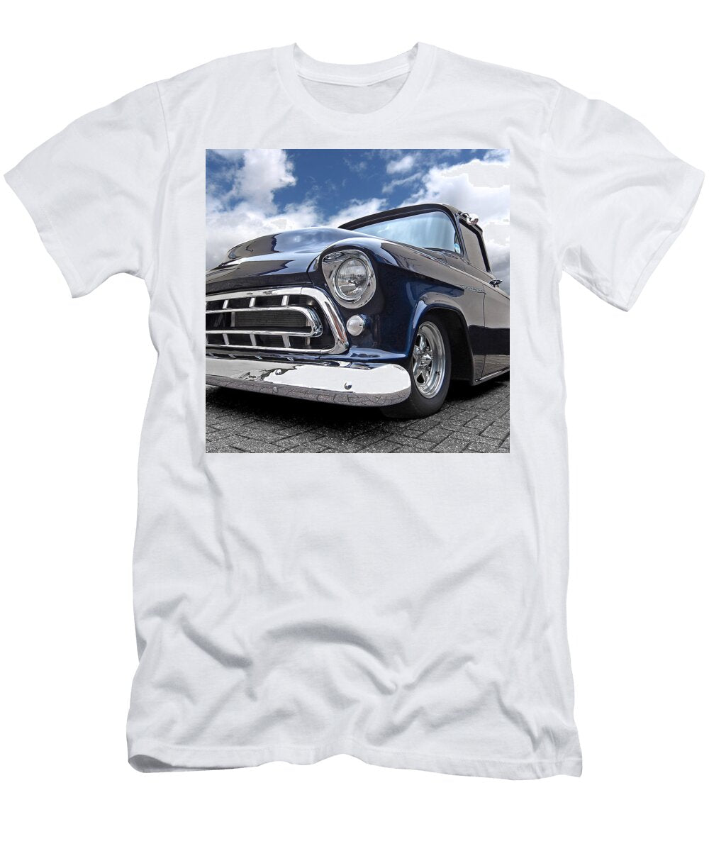 Blue 57 Stepside Chevy Square Gill Billington T-Shirt