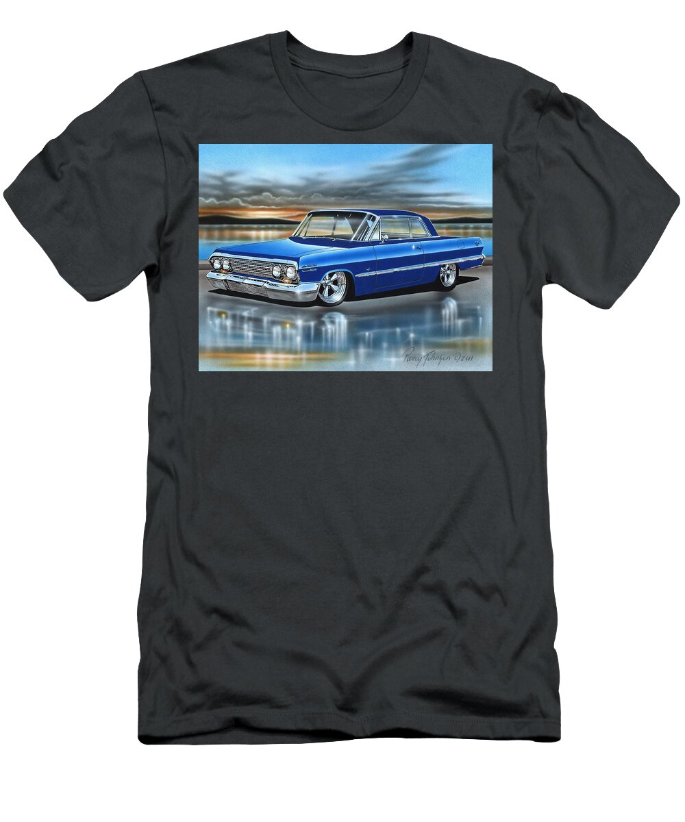 Blue 63 Chevy Impala Hardtop Parry Johnson T-Shirt